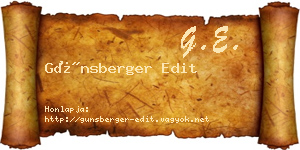 Günsberger Edit névjegykártya